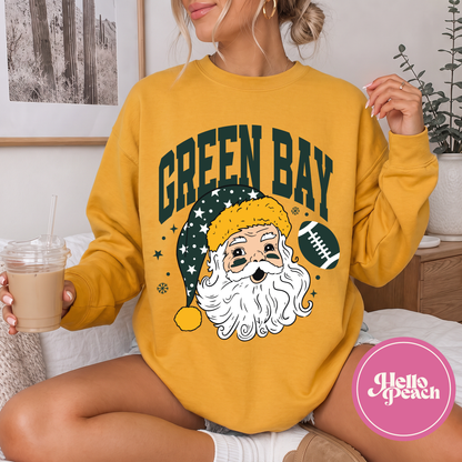 Green Bay Football Santa (Green) Crewneck