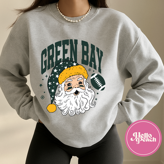 Green Bay Football Santa (Green) Crewneck