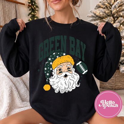 Green Bay Football Santa (Green) Crewneck