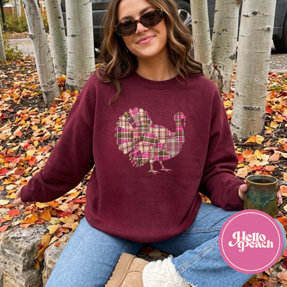 Berry Plaid Turkey Crewneck