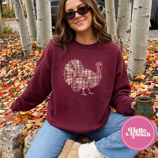 Berry Plaid Turkey Crewneck
