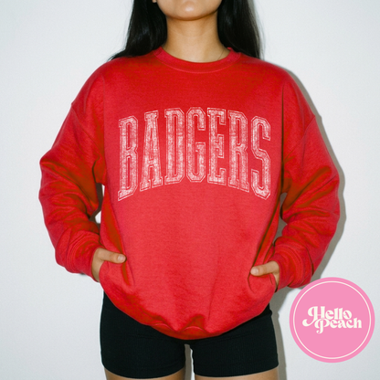 Distressed Badgers Crewneck