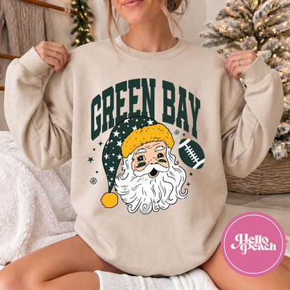 Green Bay Football Santa (Green) Crewneck