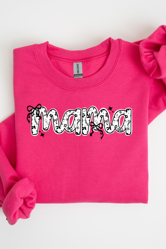 Mama Black & White Lace Sweatshirt