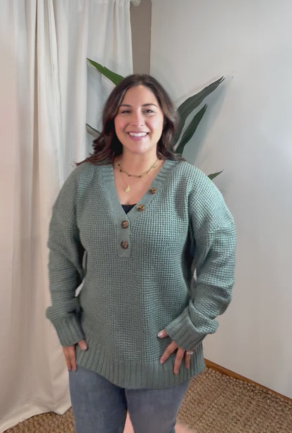 Lakeside View Drop Shoulder Sweater in Sage